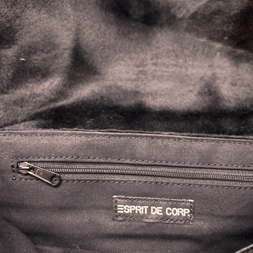 Vintage ESPRIT Cow Print Patchwork Look Shoulder Bag Y2K Purse Black White VTG - Picture 9 of 12